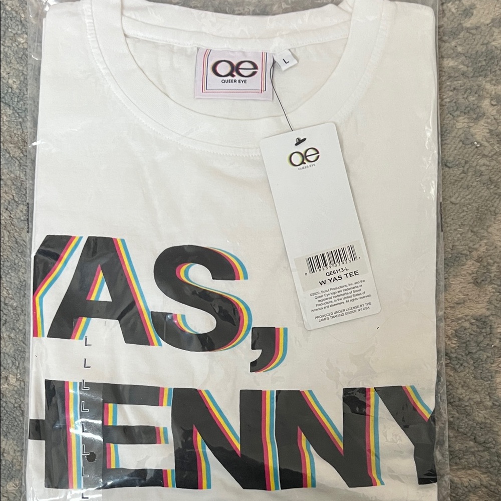 NWT | Queer Eye White Graphic Tee, Yes Kenny, Size L